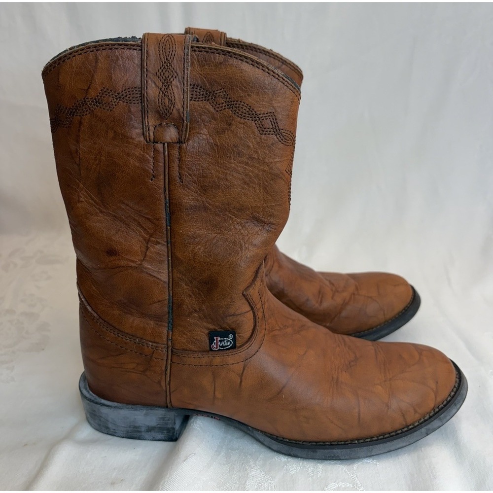 Justin Roper Boots George Strait Collection Cowboy Brown Leather Womens Size 7B